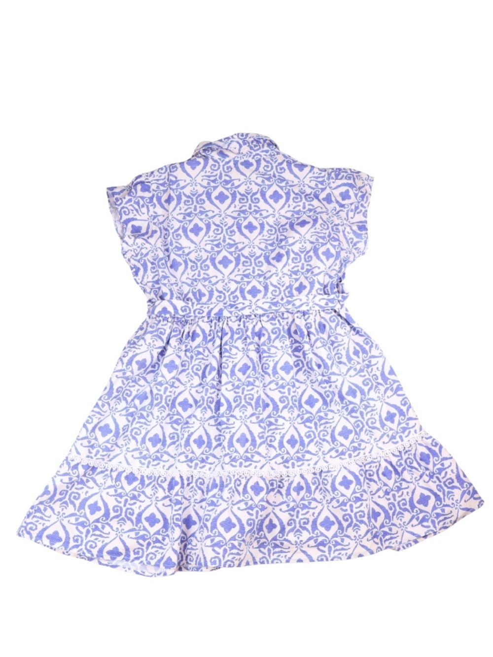 Lapogee Blue White Tile Print Shirt Dress Large - Picture 3 of 8